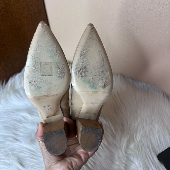 Le Pepe Suede Leather Heeled Ankle Bootie Boots Size 40 Tan - Picture 6 of 12